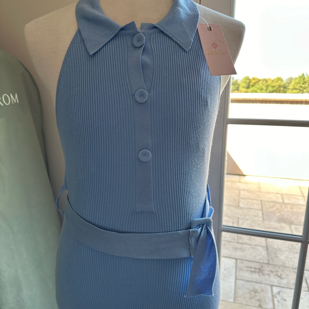 NWT Maxi Baby Blue Halter Dress size L